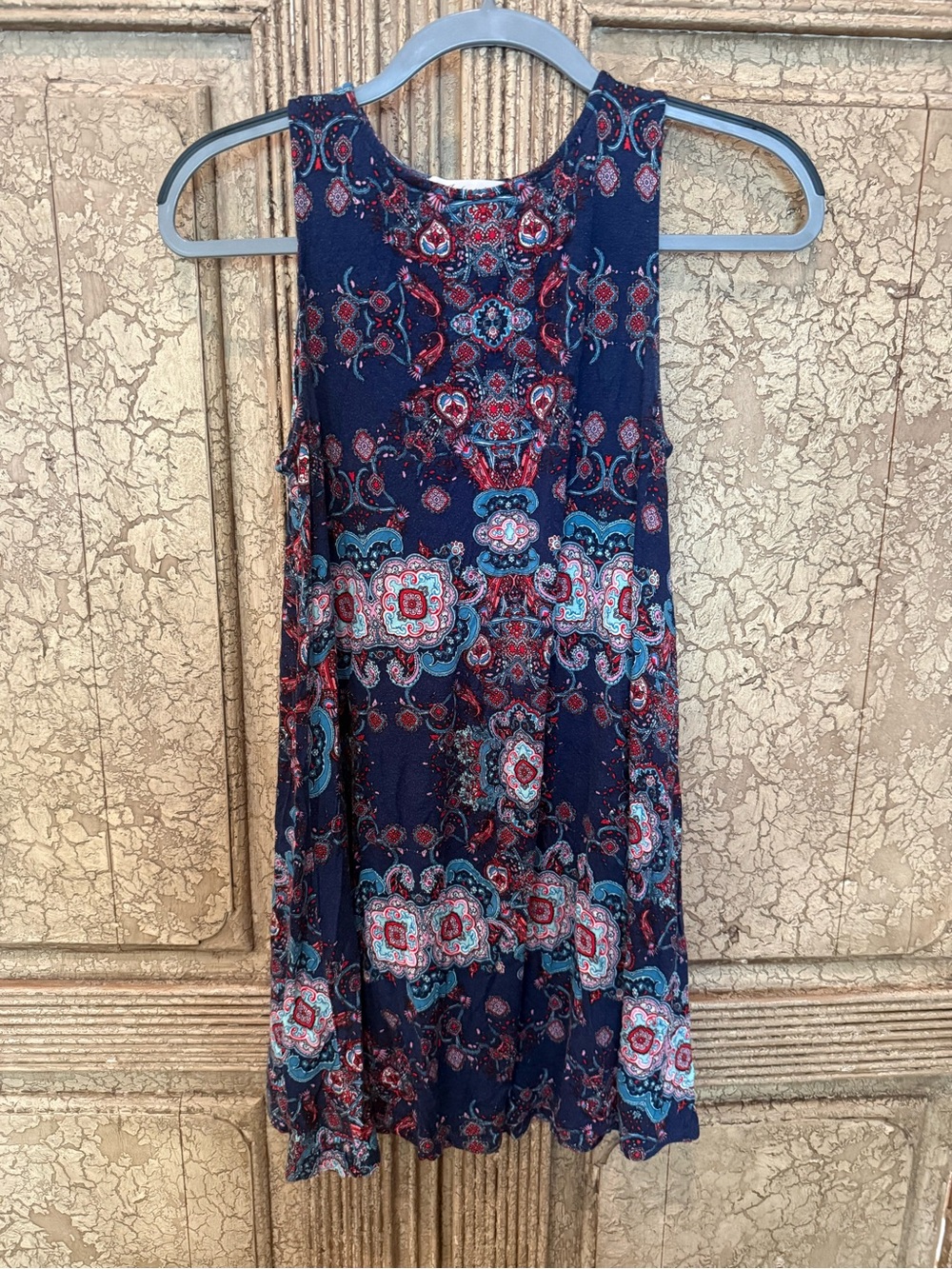 Impressions Navy Floral Medallion Sleeveless Swing Dress